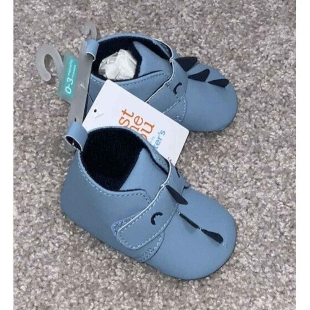 Just One You by Carters Infant Boys Blue Dinosaur‎ Shoes Size 0/3M
